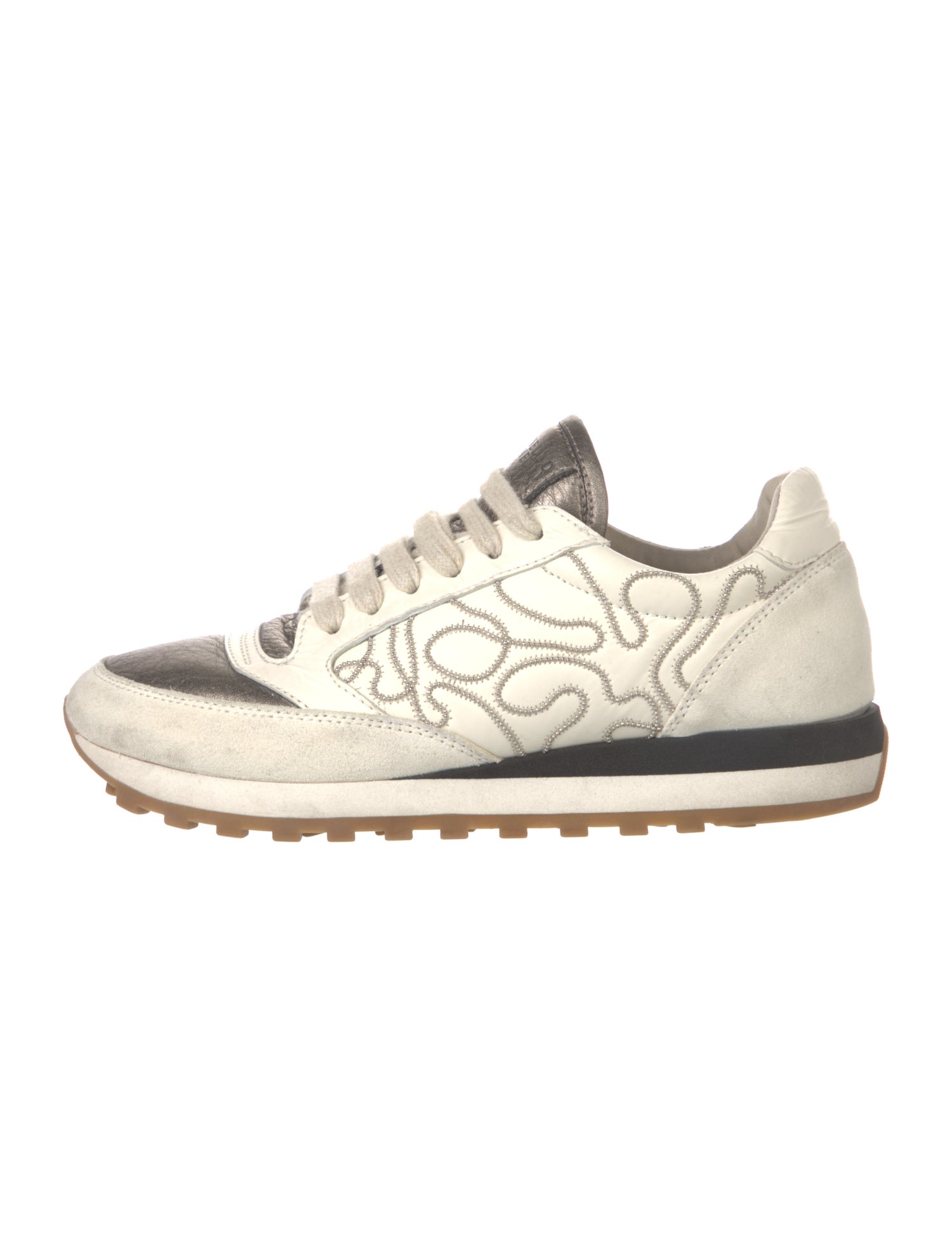 Brunello Cucinelli Suede Beaded Accents Sneakers